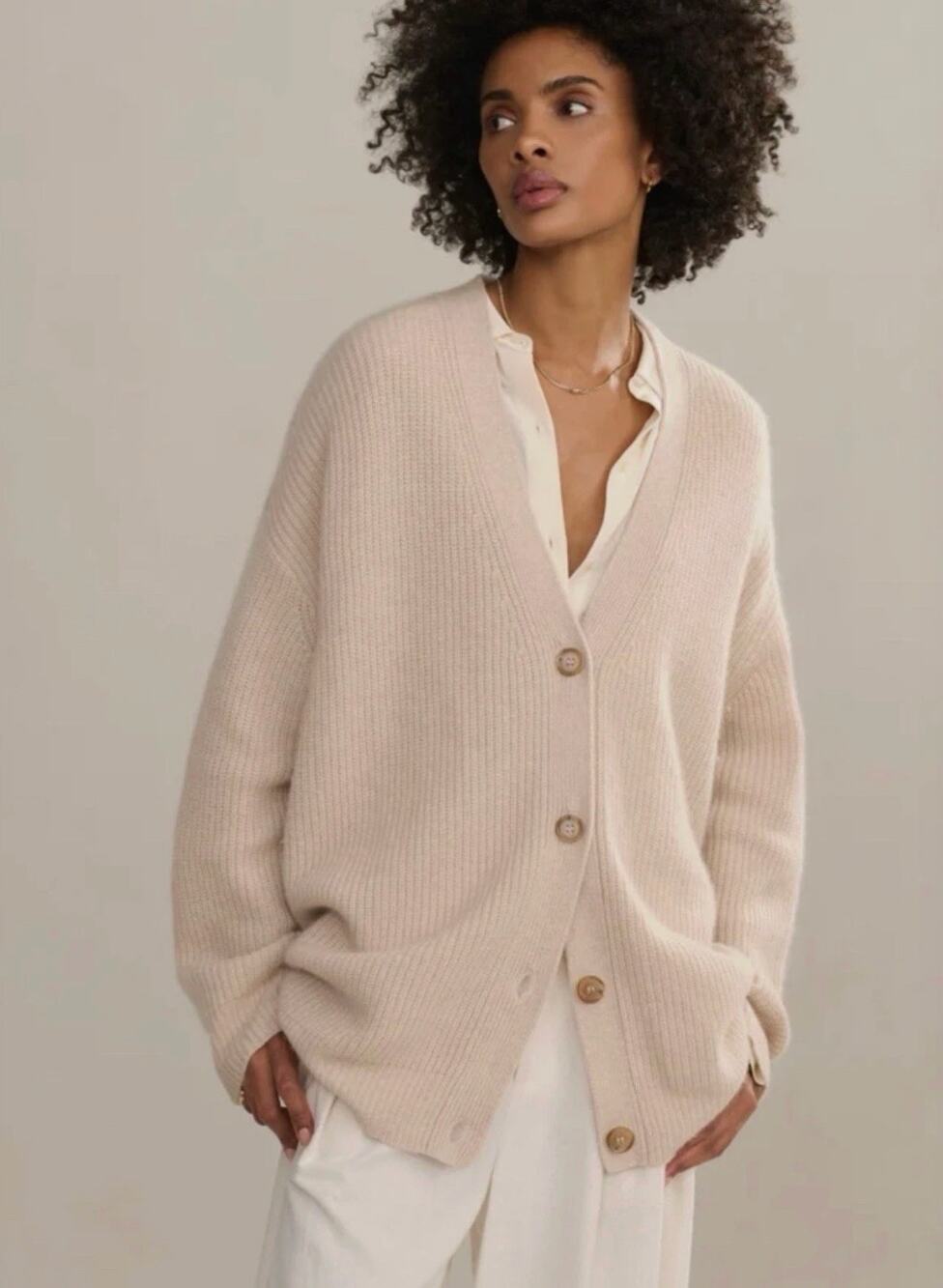 NWT! Jenni Kayne S Oversized 100% Cashmere Cocoon Cardigan Sweater $475 Oatmeal